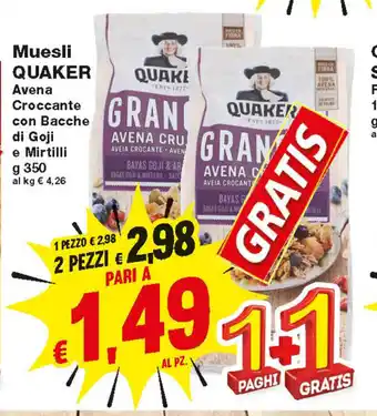 Quaker Muesli 350g + 1 Gratis
