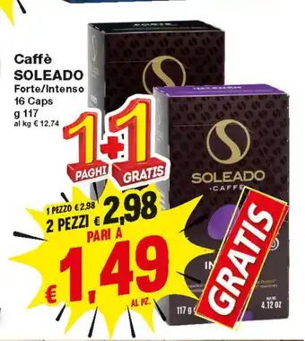 Prix Quality Soleado Caffè Forte/Intenso 16 caps 117g + 1 Gratis offerta