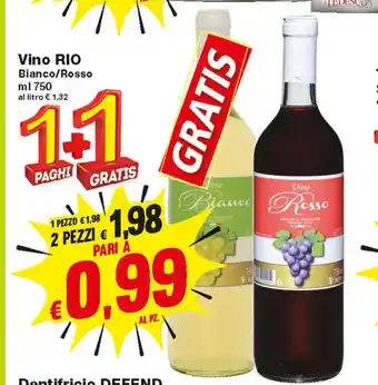 Prix Quality Rio Vino Bianco/Rosso 750ml + 1 Gratis offerta