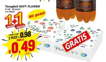 Prix Quality Soft Flower Tovaglioli 2 veli - 40 pezzi 33x33cm + 1 Gratis offerta