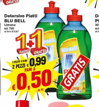 Blu Bell Detersivo Piatti Limone 750ml + 1 Gratis