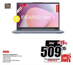 MediaWorld Lenovo Notebook IdeaPad Slim 3 offerta