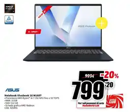 MediaWorld ASUS Notebook Vivobook 16 M1607 offerta