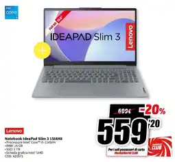MediaWorld Lenovo Notebook IdeaPad Slim 3 15IAH8 offerta