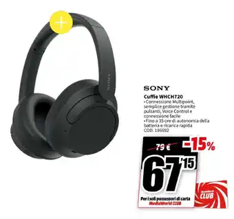 MediaWorld SONY Cuffie WHCH720 offerta