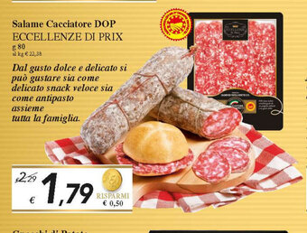 Prix Quality Eccellenze Di Prix Salame Cacciatore DOP 80g offerta