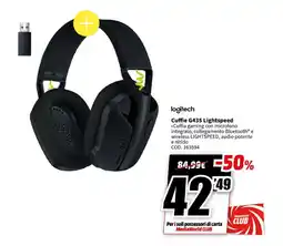 MediaWorld logitech Cuffie G435 Lightspeed offerta