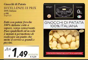 Prix Quality Eccellenze Di Prix Gnocchi di Patate 400g offerta