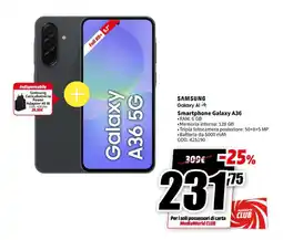 MediaWorld SAMSUNG Galaxy Al Smartphone Galaxy A36 offerta