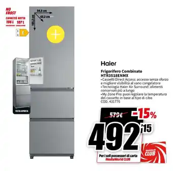 MediaWorld Haier Frigorifero Combinato HTR3518ENMX offerta