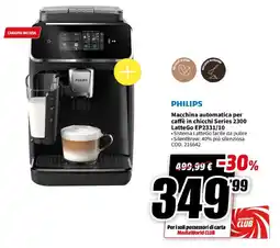 MediaWorld PHILIPS Macchina automatica per caffè in chicchi Series 2300 LatteGo EP2331/10 offerta