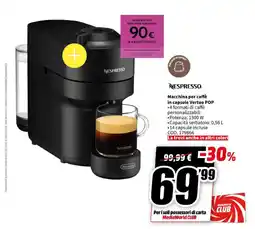 MediaWorld NESPRESSO Macchina per caffè in capsule Vertuo POP offerta