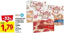 DPiù Pizza delizia la sottile 4 formaggi tonno salame offerta