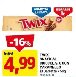 DPiù Twix snack al cioccolato con caramello offerta
