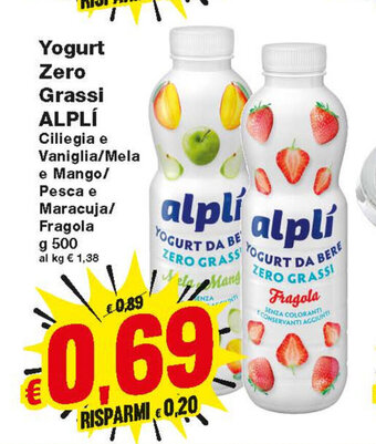 Prix Quality Alplí Yogurt Zero Grassi 500g offerta