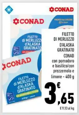 Conad FILETTO DI MERLUZZO D’ALASKA GRATINATO CONAD offerta