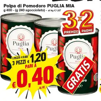 Prix Quality Puglia Mia Polpa di Pomodor 400g offerta
