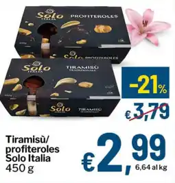 Qui Discount Tiramisù/ profiteroles Solo Italia offerta