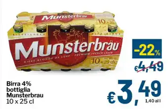 Qui Discount Birra 4% bottiglia Munsterbrau offerta