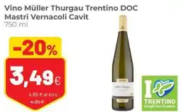 Coop Vino Müller Thurgau Trentino DOC Mastri Vernacoli Cavit offerta