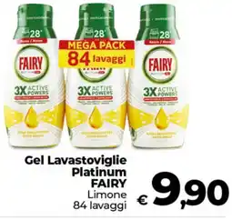 Ipercoop Gel Lavastoviglie Platinum FAIRY Limone offerta