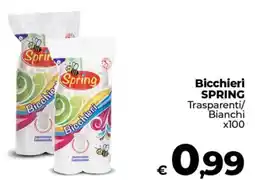 Ipercoop Bicchieri SPRING Trasparenti/ Bianchi x100 offerta