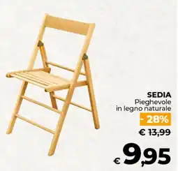 Ipercoop SEDIA Pieghevole in legno naturale offerta