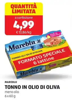 ALDI Mareblu tonno in olio di oliva offerta