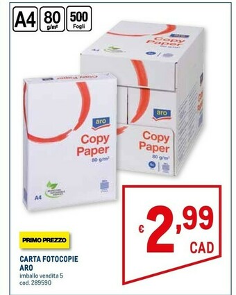 Metro Aro carta fotocopie offerta