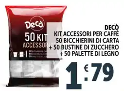 Deco Superstore Decò kit kit accessori per caffè 50 bicchierini di carta offerta