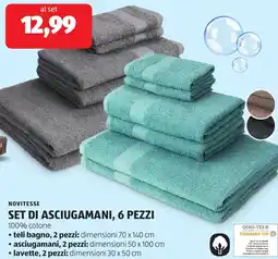 ALDI Novitesse set di asciugamani, 6 pezzi offerta