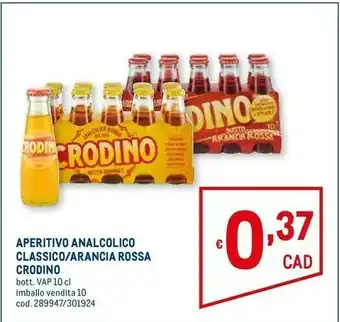 Metro Crodino aperitivo analcolico classico/ arancia offerta