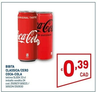 Metro Coca-cola bibita classica/ zero offerta