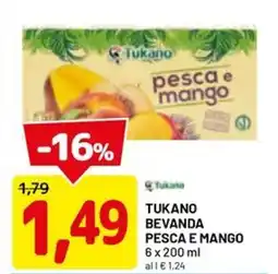 DPiù Tukano bevanda pesca e mango offerta