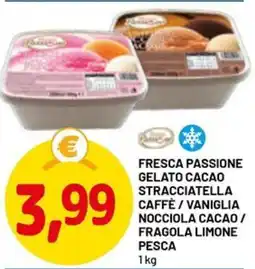DPiù Fresca passione gelato cacao stracciatella caffè/vaniglia nocciola cacao/ fragola limone pesca offerta