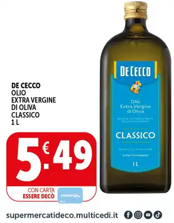 Deco Supermercati De cecco olio extra vergine di oliva classico offerta