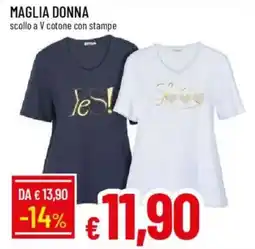 Galassia Maglia donna scollo a v cotone con stampe offerta