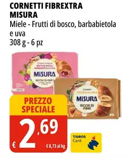 Tigros Cornetti fibrextra MISURA offerta