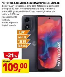 DPiù MOTOROLA GO4S BLACK SMARTPHONE 4G/LTE offerta
