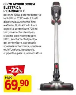 DPiù GIRMI AP9100 SCOPA ELETTRICA RICARICABILE offerta