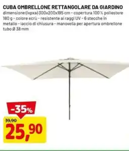 DPiù Cuba ombrellone rettangolare da giardino offerta