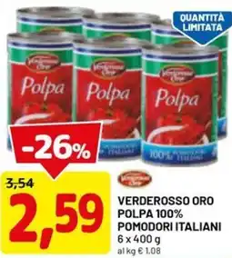 DPiù Verderosso oro polpa 100% pomodori italiani offerta
