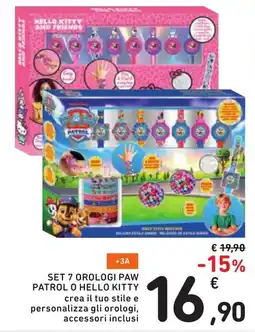 Spazio Conad Set 7 orologi paw patrol o hello kitty offerta