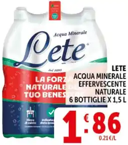 Deco Supermercati Lete acqua minerale effervescente naturale offerta