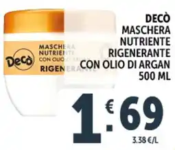 Deco Supermercati Decò maschera nutriente rigenerante con olio di argan offerta