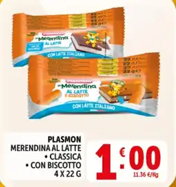 Deco Supermercati Plasmon merendina al latte offerta