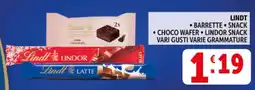 Deco Supermercati Lindt barrette snack choco wafer lindor snack offerta