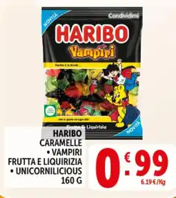 Deco Supermercati Haribo caramelle vampiri frutta e liquirizia unicornilicious offerta