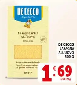 Deco Supermercati De cecco lasagna all'uovo offerta