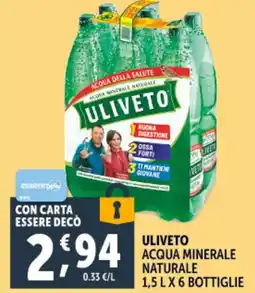 Deco Supermercati Uliveto acqua minerale naturale offerta